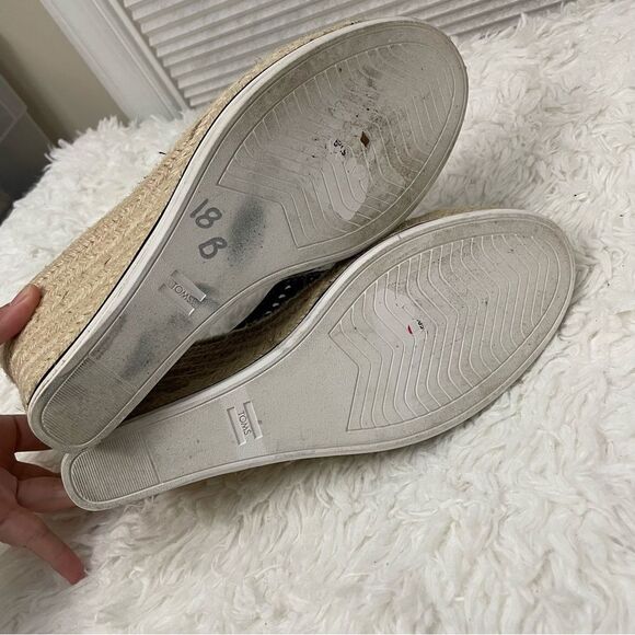 Toms Monica Mule Wedge Espadrille Slip On Sandal in Black Basketweave size 12 - Picture 6 of 8